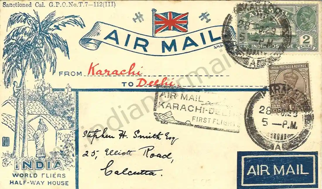 A sample letter from Karachi to Delhi; Source: Public Domain
