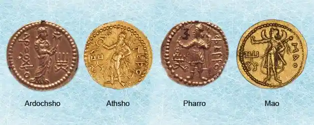 Various Kushana Deities. Image source: mintage world