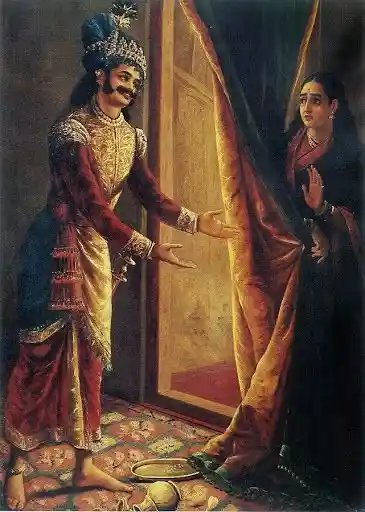 A PAINTING OF KEECHAKA AND SAIRANDHRI BY RAJA RAVI VARMA IN 1890; Image Source: Wikipedia