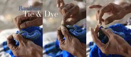 The use of nails and fingers in tying and dyeing Bandhani; Source: Khamir 