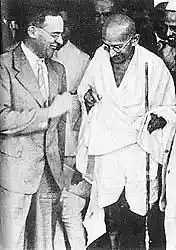 Cripps with Gandhi; Source: Public Domain
