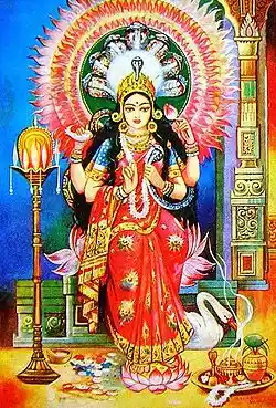 Depiction of snake-goddess Mansa in Mangalkavya (image source: Wikipedia)