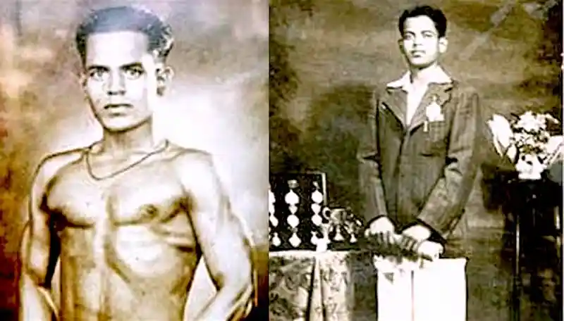 Khashaba Dadasaheb Jadhav after his bronze win at the Helsinki Games, 1952. 