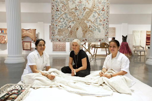 L- Maria Chiuri Grazia at the Chanakya School of Craft, R- Dior Pre-Fall 2023 at Gateway of India, 