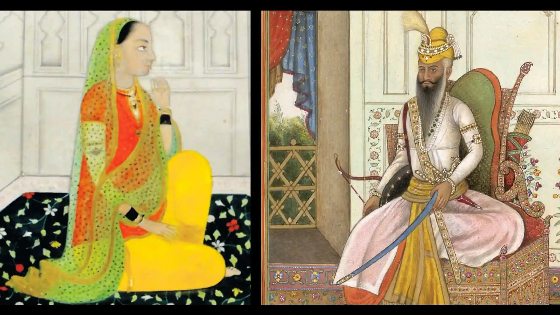 A portrait of Moran Sarkar (left) and Maharaja Ranjit Singh (right).  Source: Wikimedia Commons