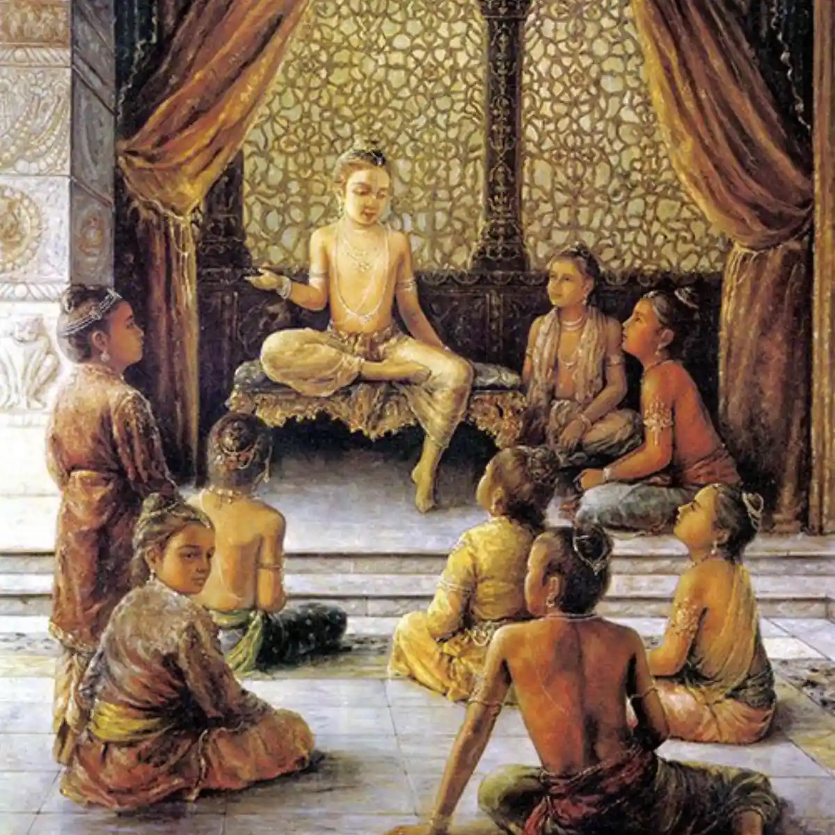 Prahlada encouraging and promoting the worship of Lord Vishnu; Image Source- Quora 