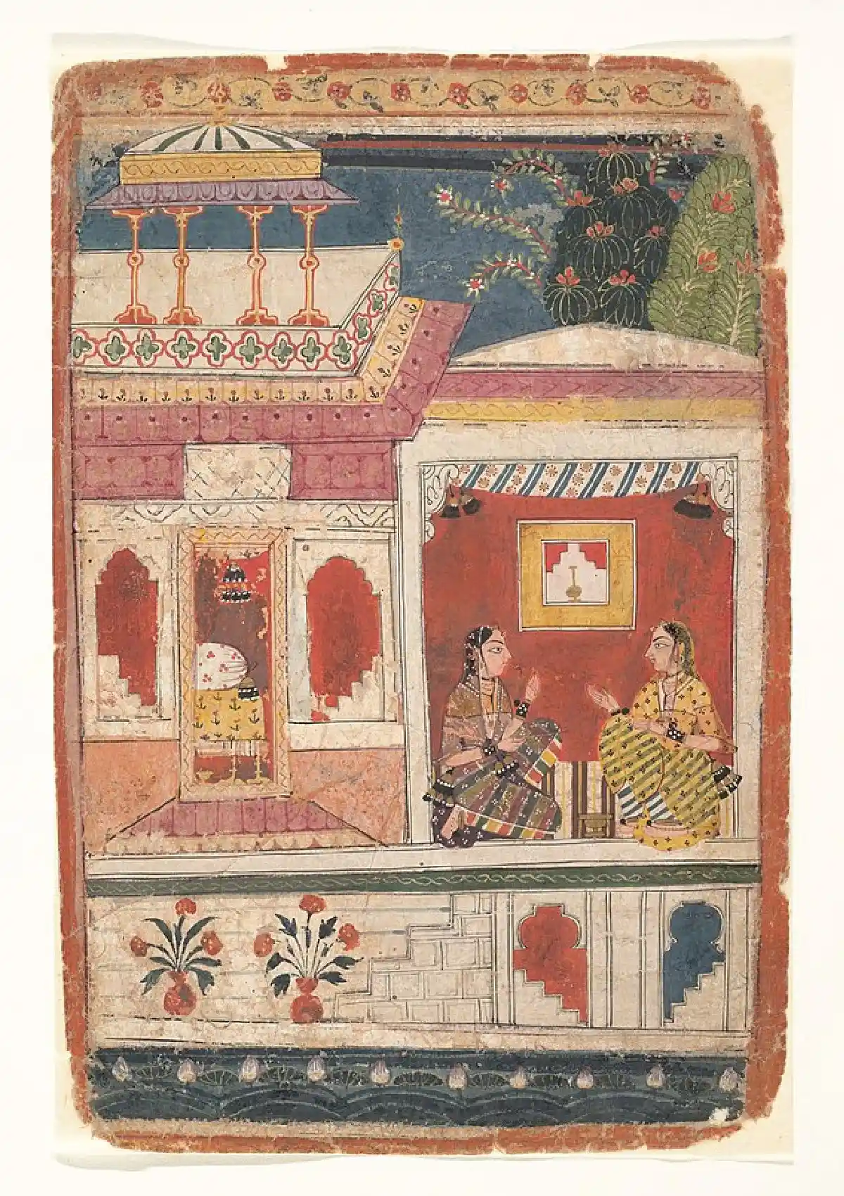 Radha and Her Confidant Sit in an Open Room Source: Wikimedia Commons