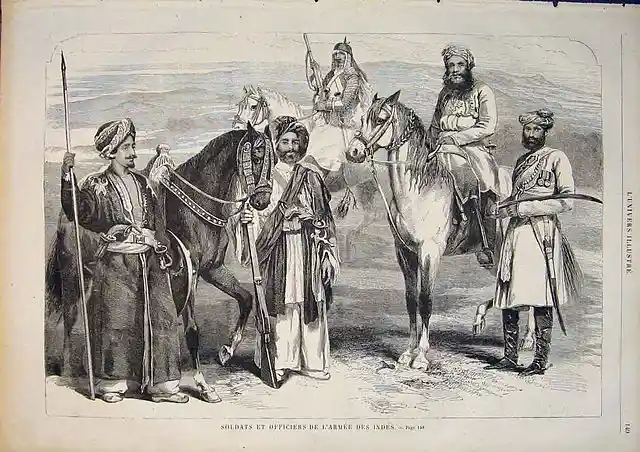 Soldiers and officers of the Indian army. Image Source: Wikimedia Commons.