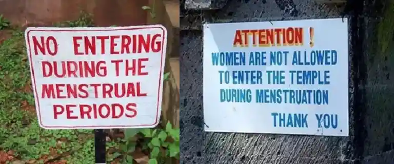 Posters prohibiting menstruating women from entering the temple premise, source: Astro Ulagam
