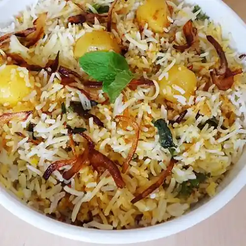 Aloo in Biriyani, source: Swasthi’s Recipes