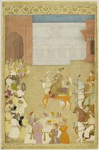 Wedding procession of Dara Shikoh, with Shah Shuja  and Aurangzeb behind him. Royal Collection Trust, London