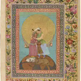 In “Jahangir embraces Shah Abbas”, Shah Abbas, the Safavid ruler is shown as a submissive figure, when compared to the Mughal Emperor, Jahangir; Source: Pinterest 