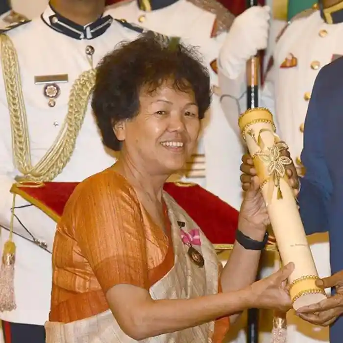 When Bachendri Pal received the Padma Bhushan Award for her achievement in climbing the highest mountain peak; Source : Sportsmatik