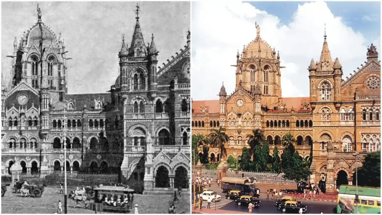Image showing the old and the present day Bori Bunder station; Source: News Nation