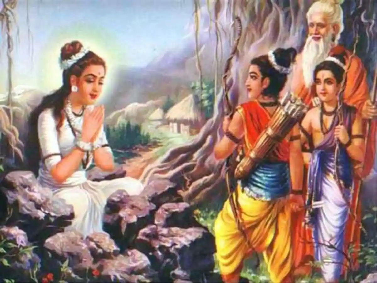 Ahalya rescueed from the curse by Lord Rama, Image source- YouTube