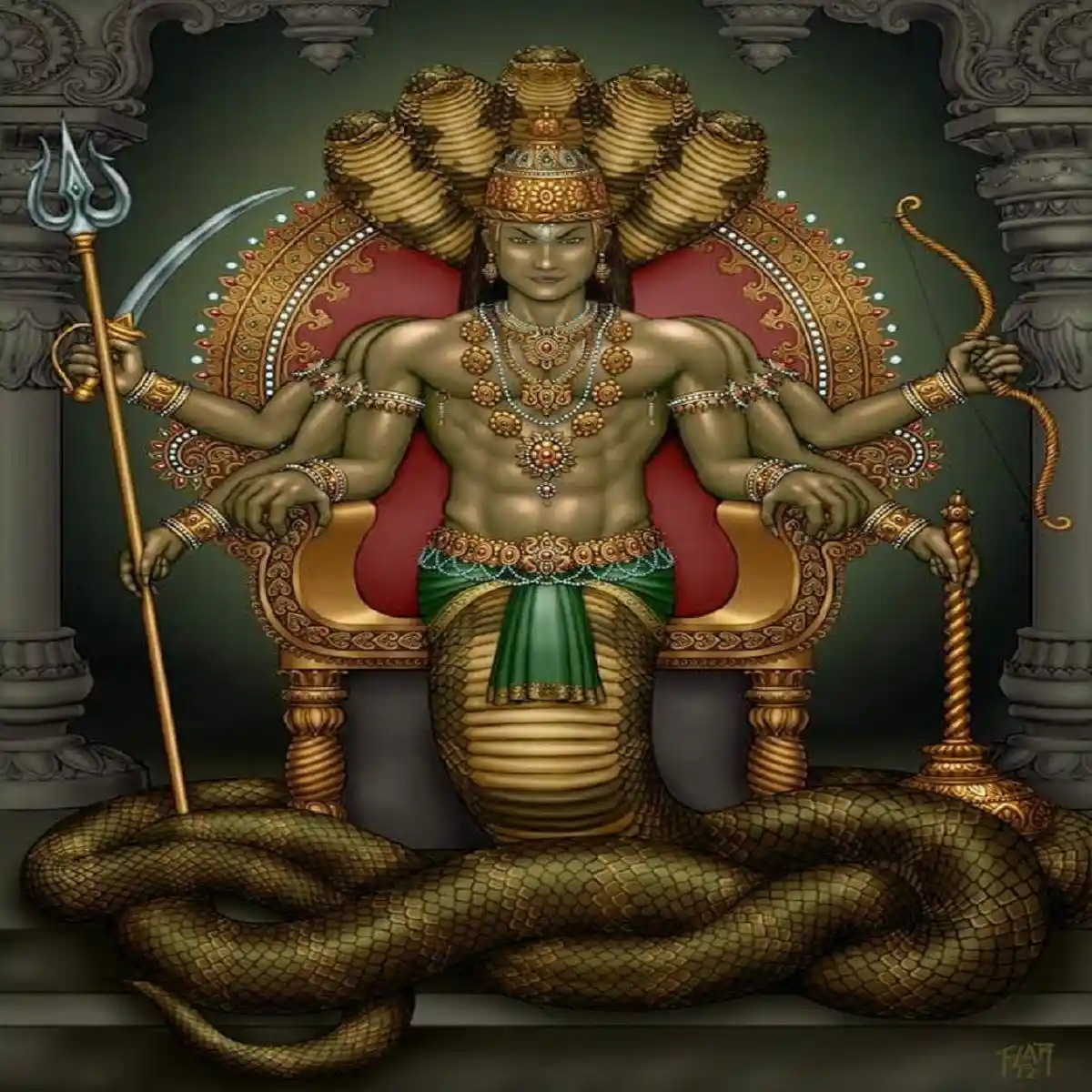 Shesha Naga, the king of the snake clan, Image source- Pinterest.com