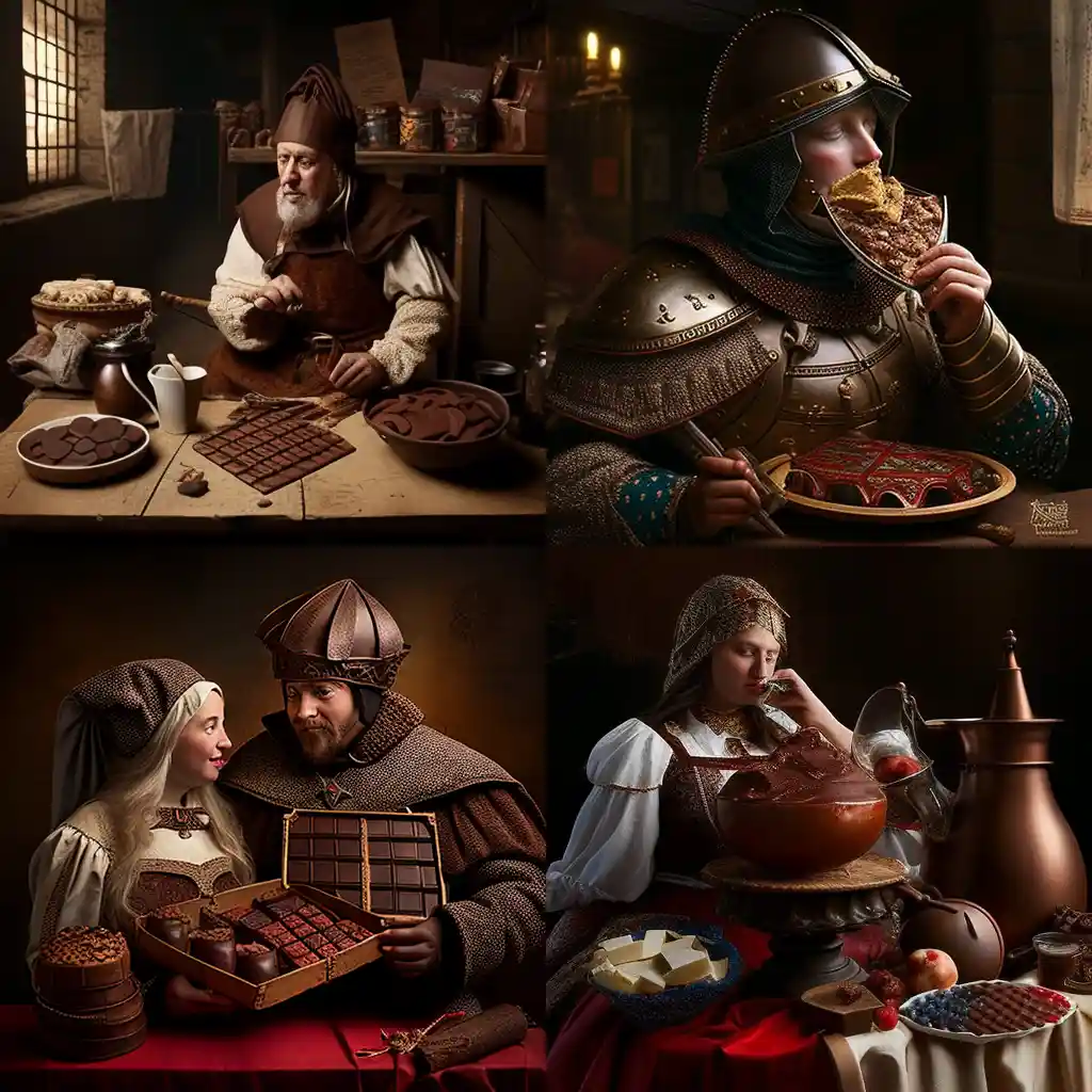 Chocolate Day in Medieval Times; Image Source: Midjourney AI